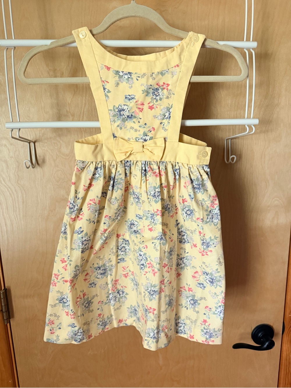 Vintage Laura Ashley Yellow Floral Pinafore Dress, sz 3-4yrs